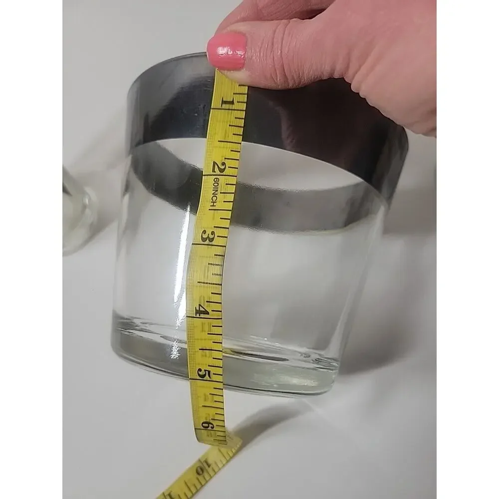 Vintage 1960's Dorothy Thorpe MCM Ice Bucket Silver Rim And Glasses